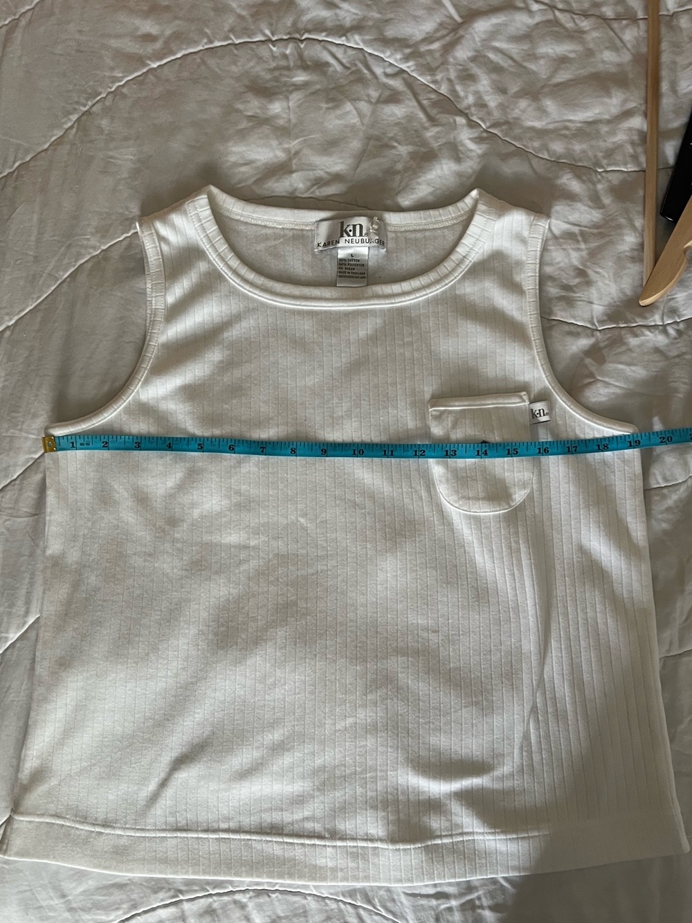 Karen Neuburger White Ribbed Tank with Strawberry Pocket Accent - Picture 2 of 6